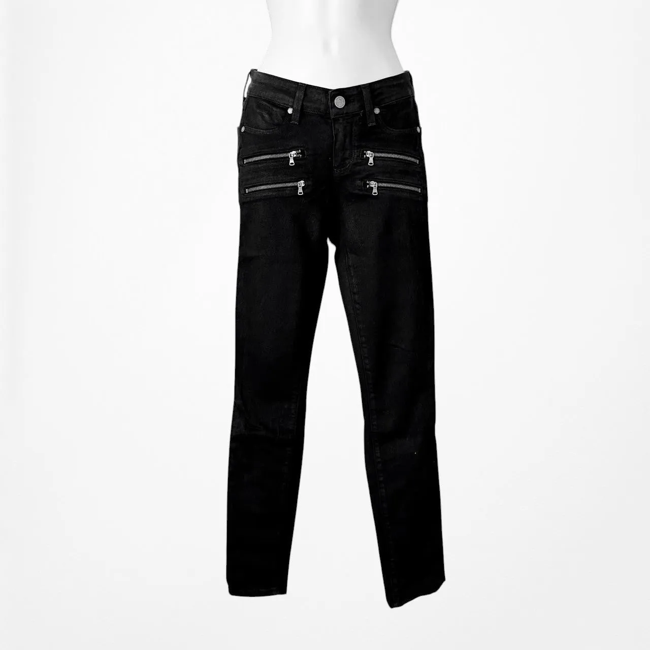 Paige Zipper Detail Medium Rise Skinny Jeans Size 23/XS