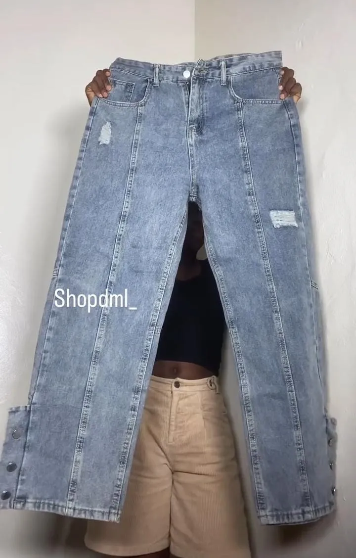 Streetwear Pants Letter Embroidery Hip Hop Jeans Fashion Straight Loose Casual Trousers   S4605359