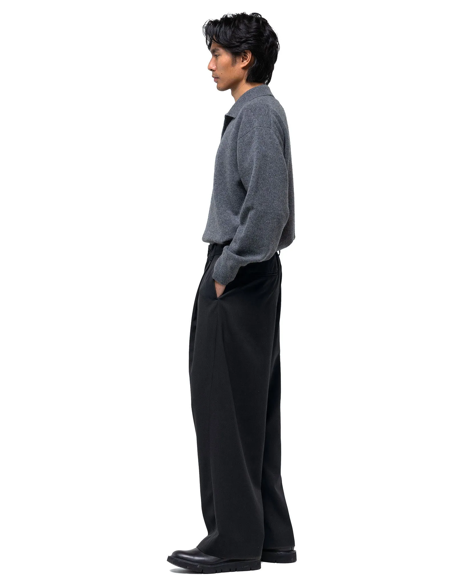 Twist Seam Wide Easy Trousers Black
