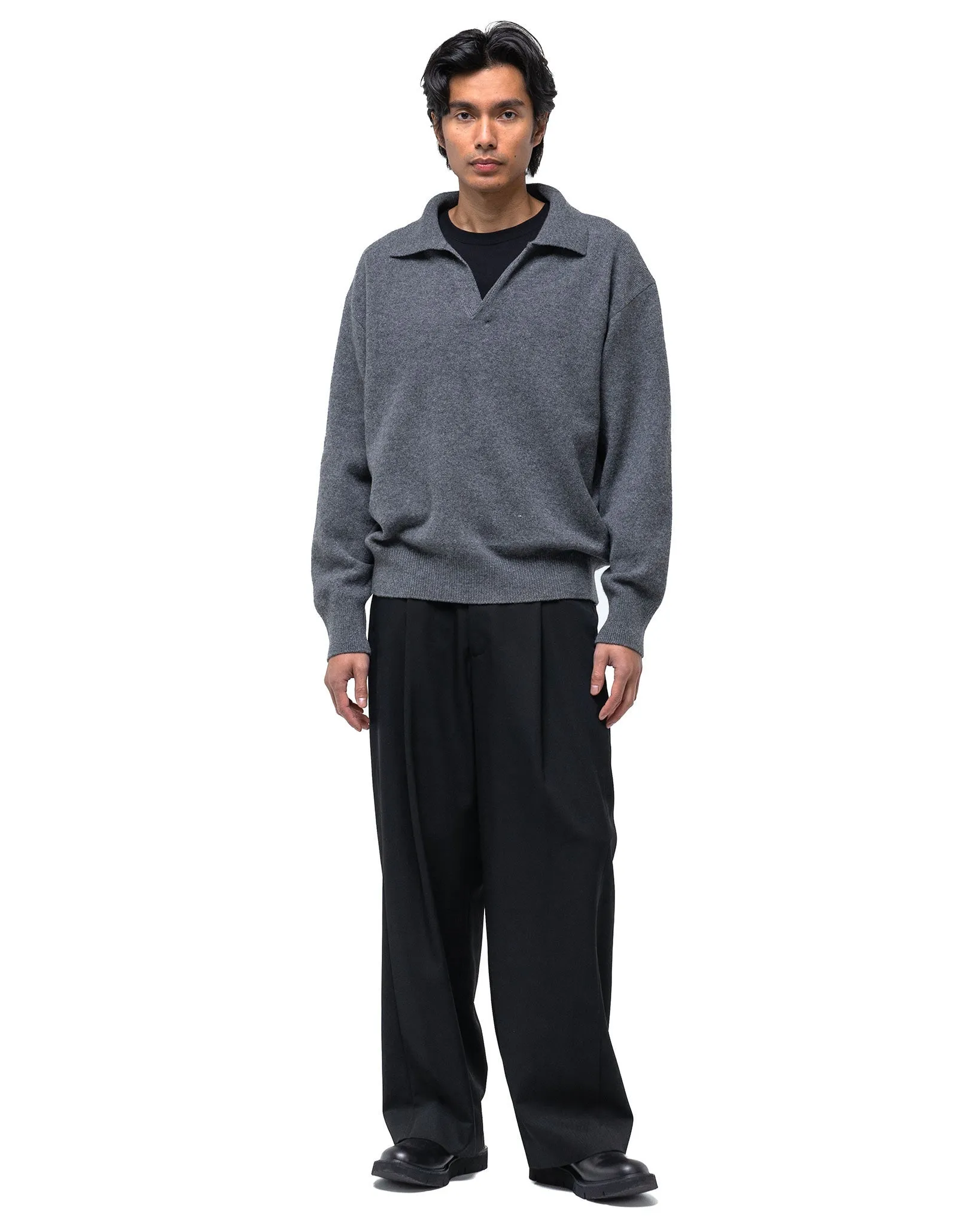 Twist Seam Wide Easy Trousers Black